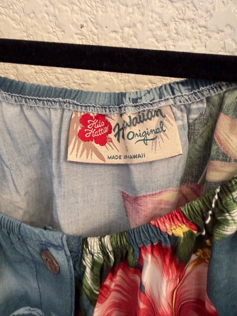 Hilo Hattie Hawaiian Tropical Blue Shoulder Blouse Vintage & Authentic Size XS - Picture 10 of 16